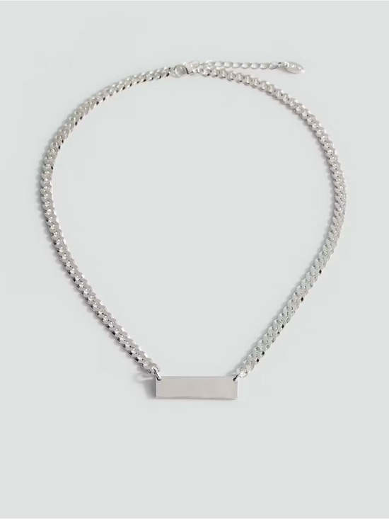Mango Jewelry - Mango Silver Chain Necklace with Metal Links and Nameplate BRAND NEW